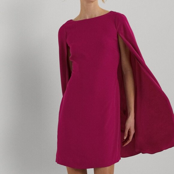 Ralph Lauren Dresses & Skirts - Lauren Ralph Lauren Georgette Cape Dress – Fuchsia Berry, Size 4, NWT